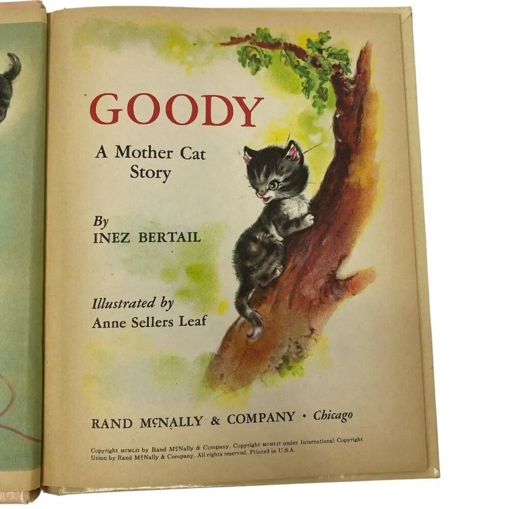 Vintage Children's book Goody A Mother Cat Story - Instription